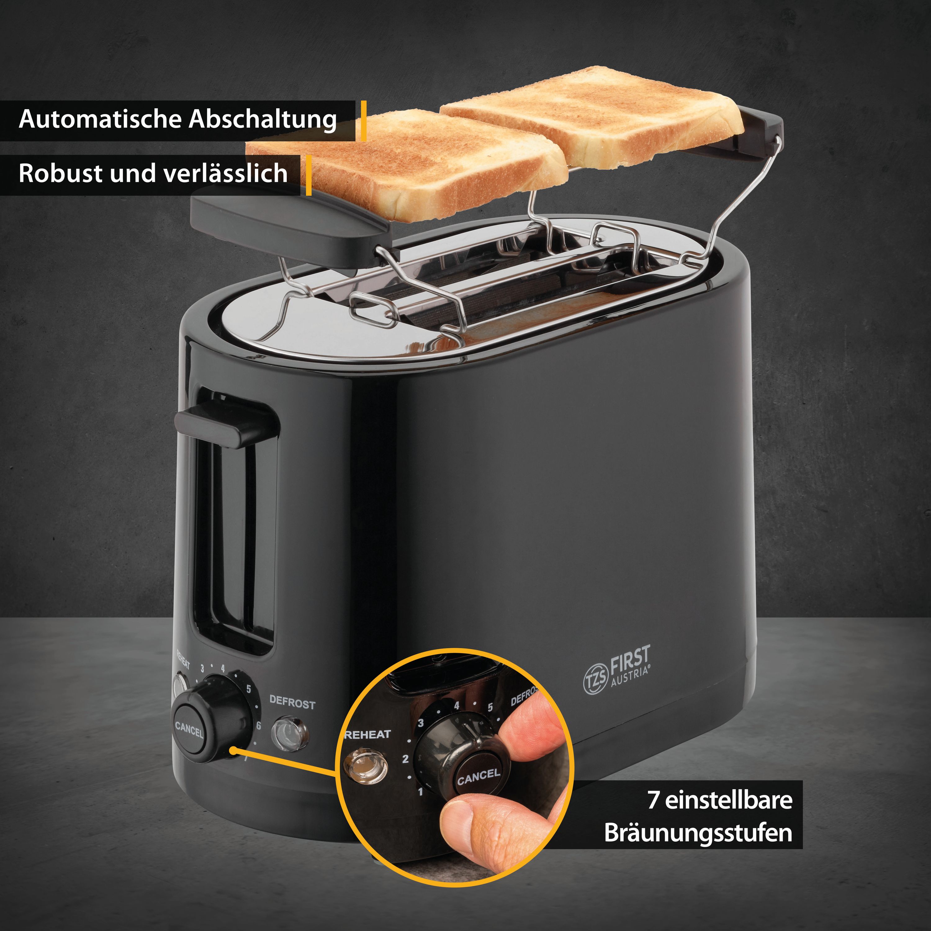 Toaster | 2 Scheiben |  750W | Schwarz