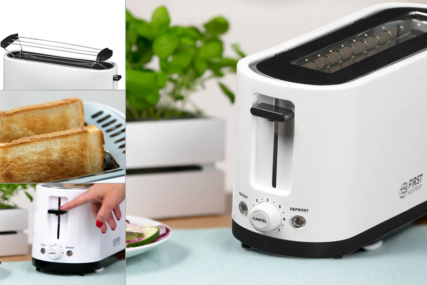 Toaster | 2 Scheiben Langschlitz | 900W| Weiß