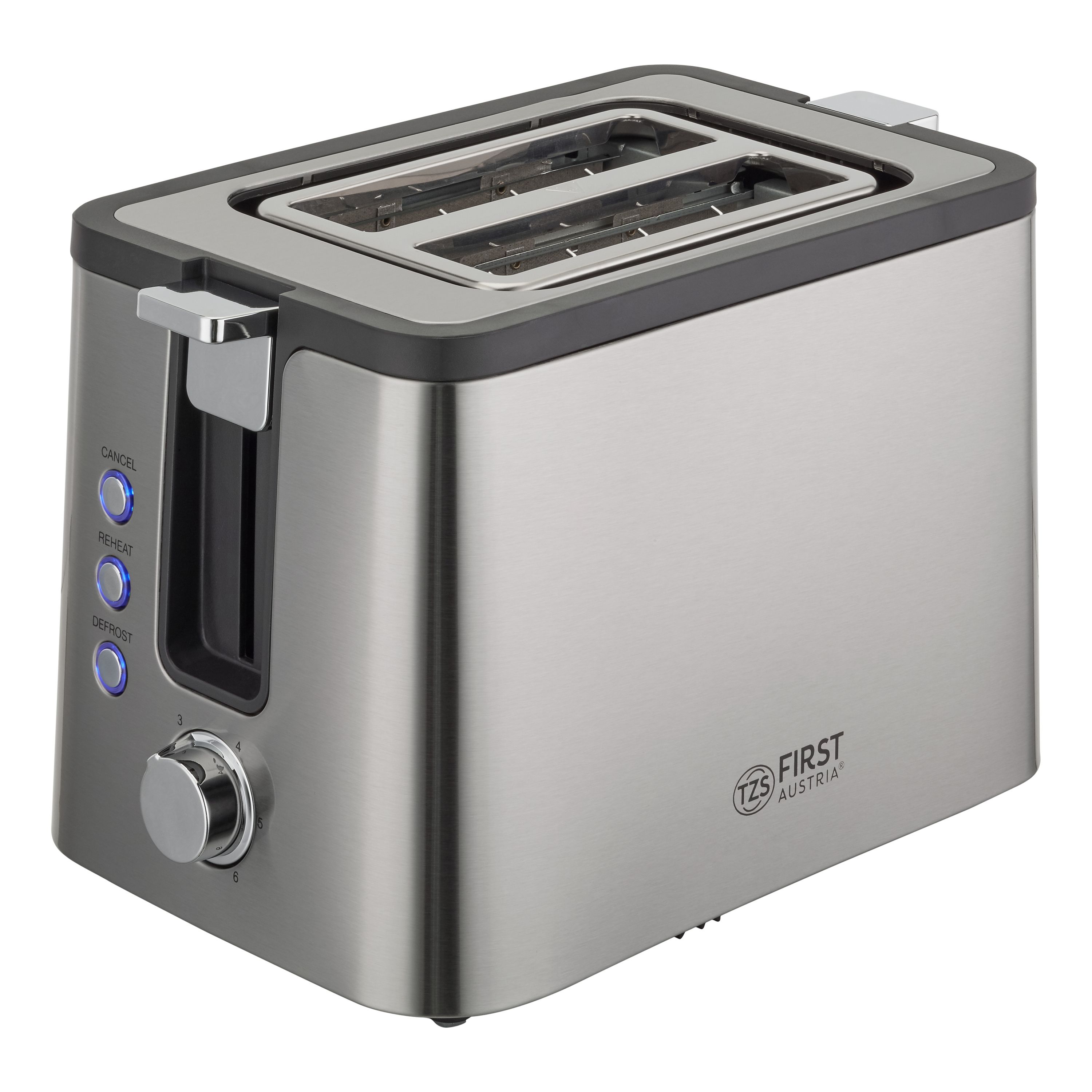 TZS First Austria Toaster 2-Scheiben, Edelstahl, 6 Bräunungsstufen, 800W