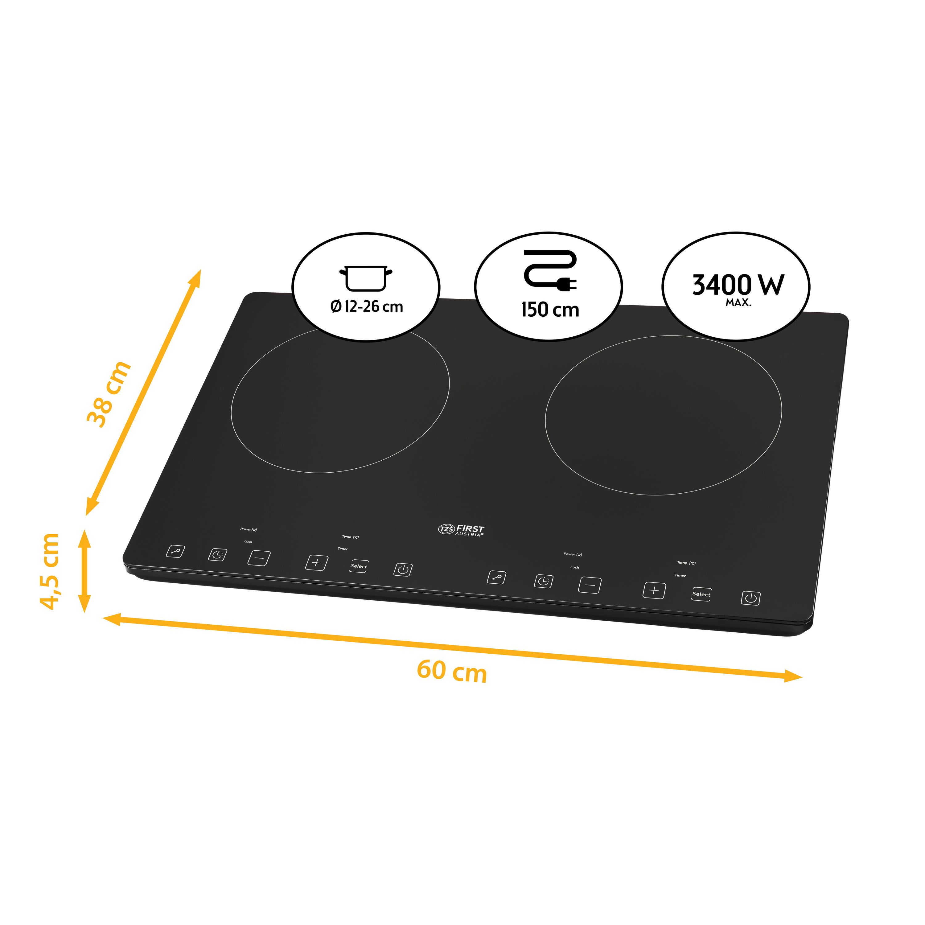 Induktionskochplatte Slim | 3400W | doppelt | Schwarz