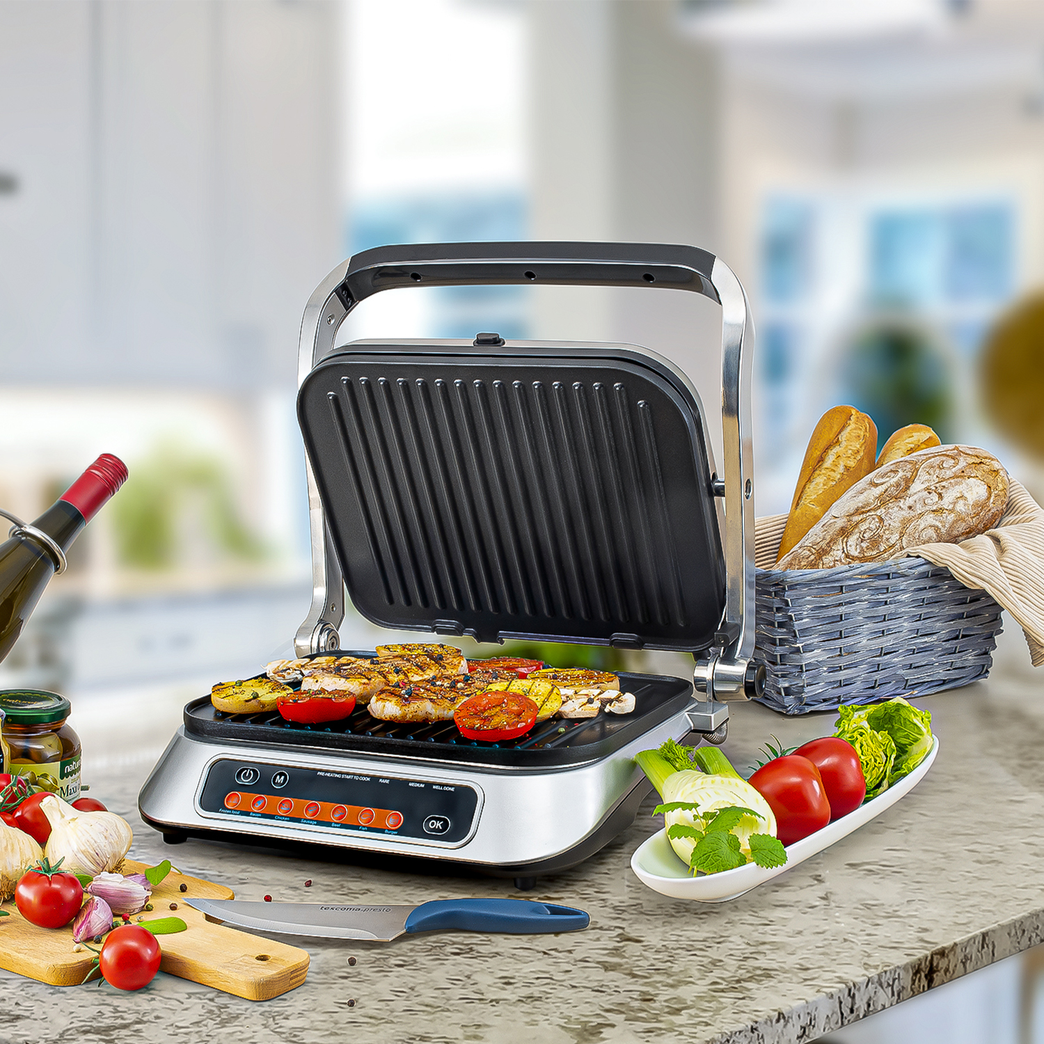 Tischgrill | 2100 Watt | abnehmbare Platten