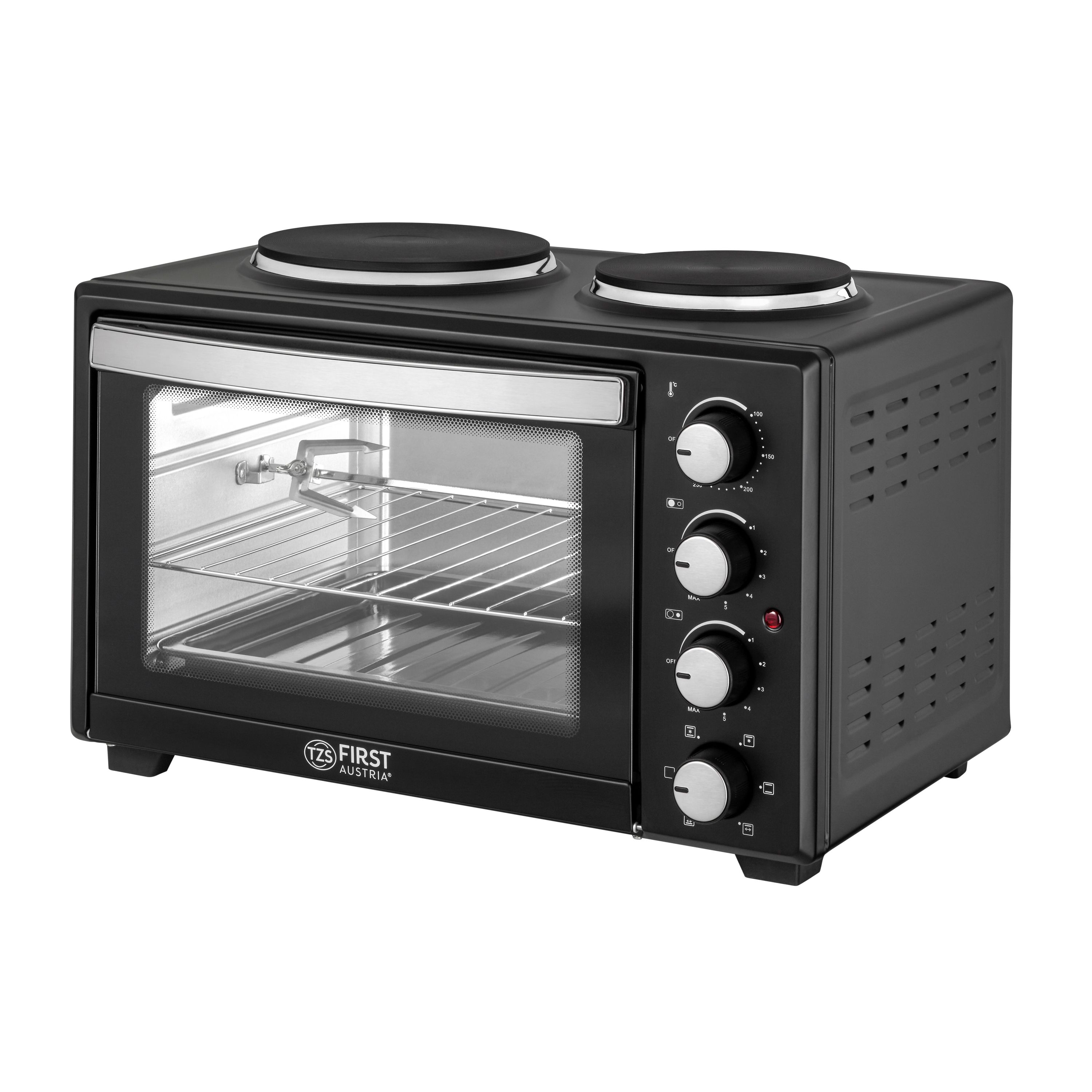 Minibackofen mit Kochplatten | 30 Liter | Schwarz