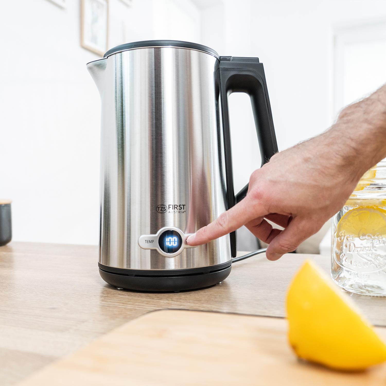 Edelstahl Wasserkocher | 1,7 Liter | Temperaturwahl | Edelstahl