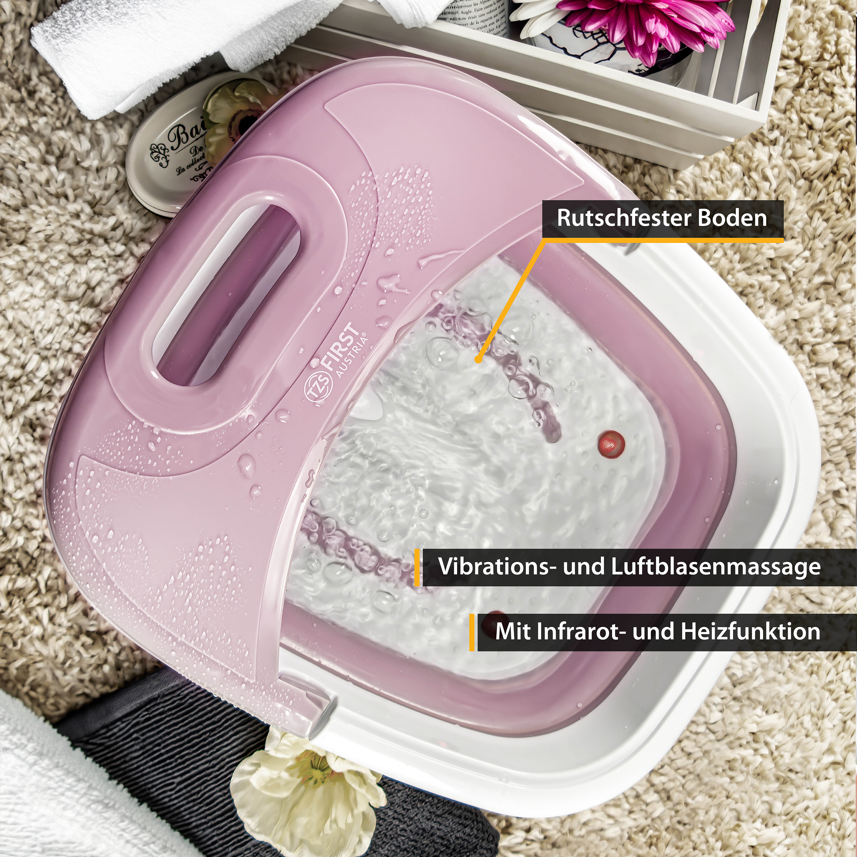 Massage-Fußbad | Faltbar mit Tragegriff | Pink