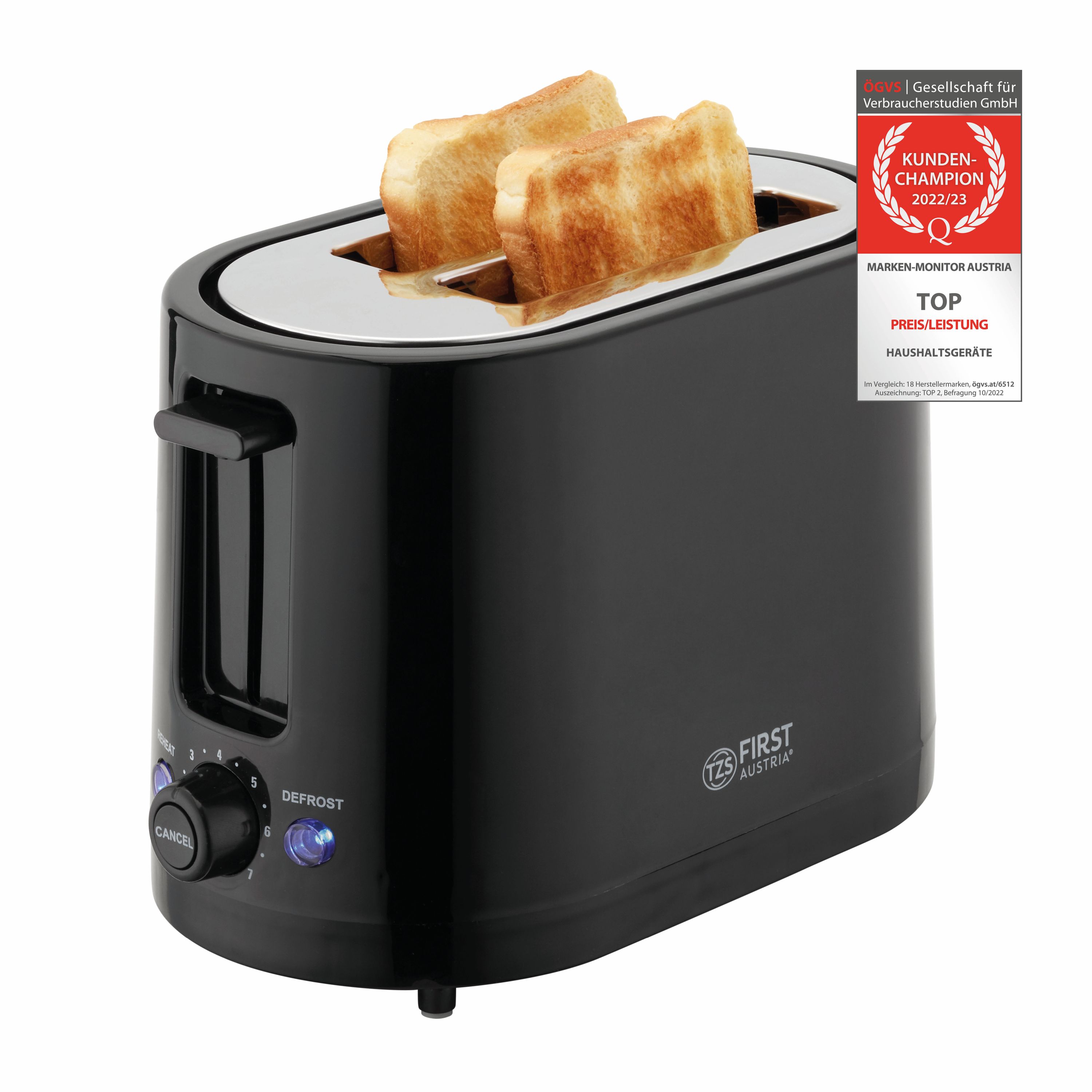 Toaster | 2 Scheiben |  750W | Schwarz
