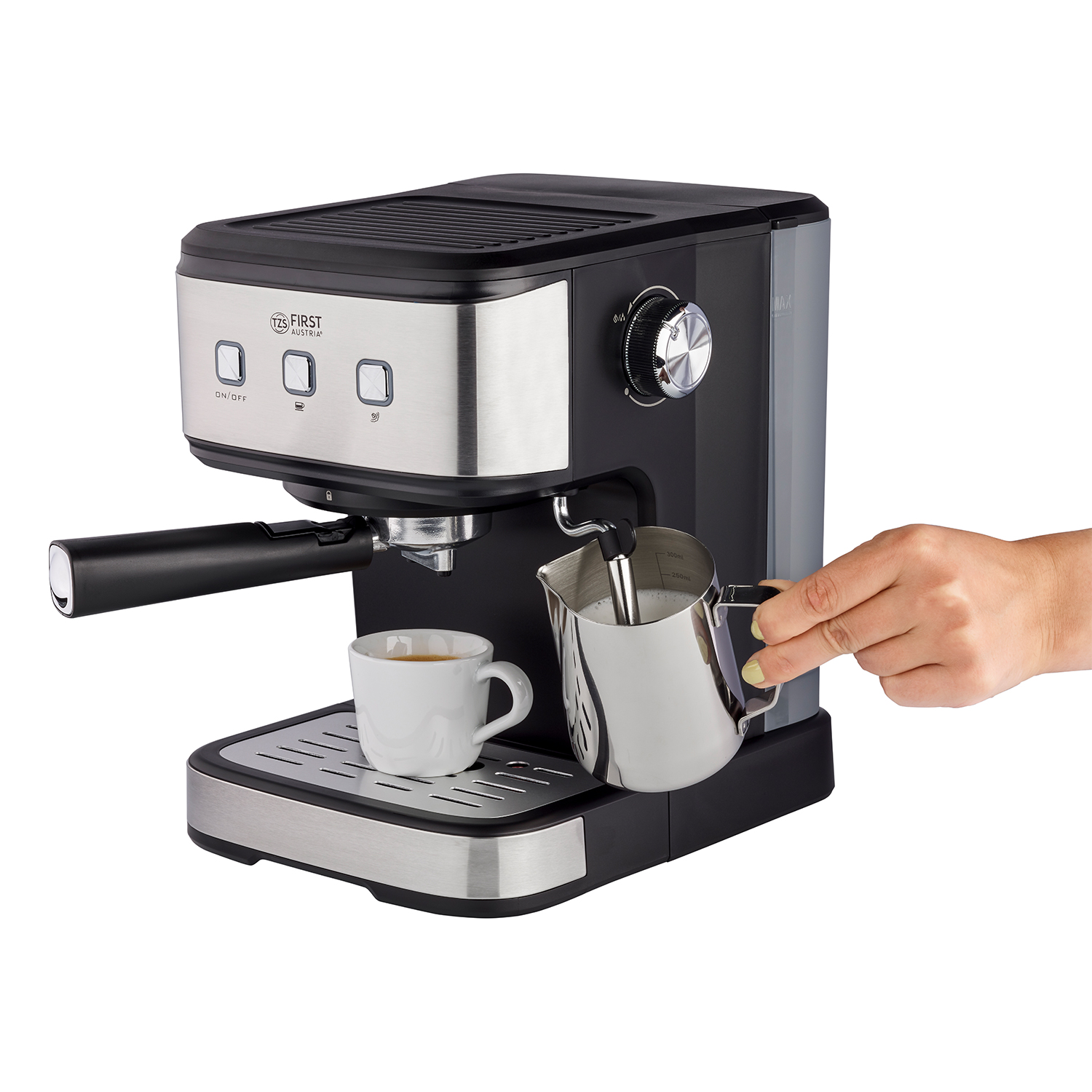 Kaffeemaschine | Siebträger | 15 bar | Schwarz/Edelstahl